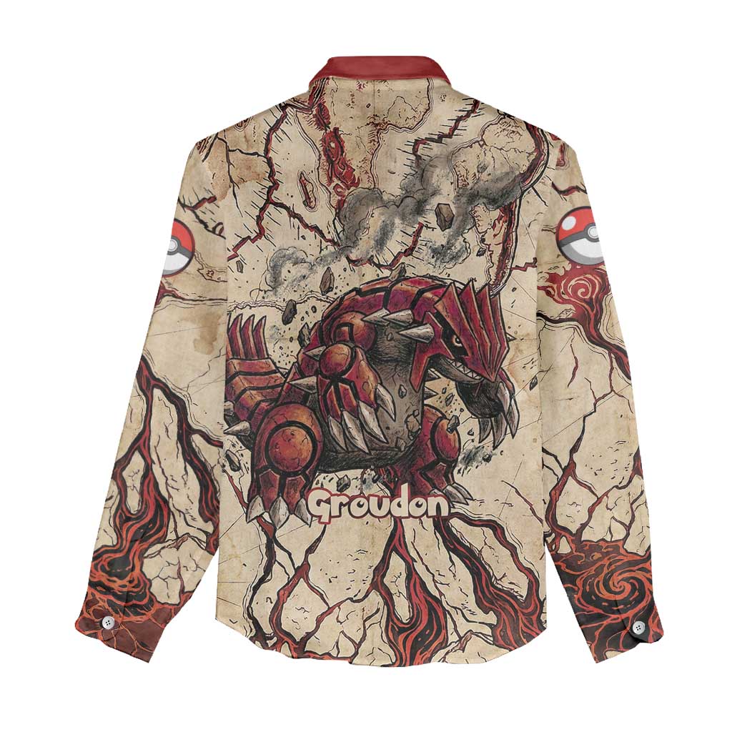 Groudon Omega Ruby Women Casual Shirt Ancient Volcano Map Art