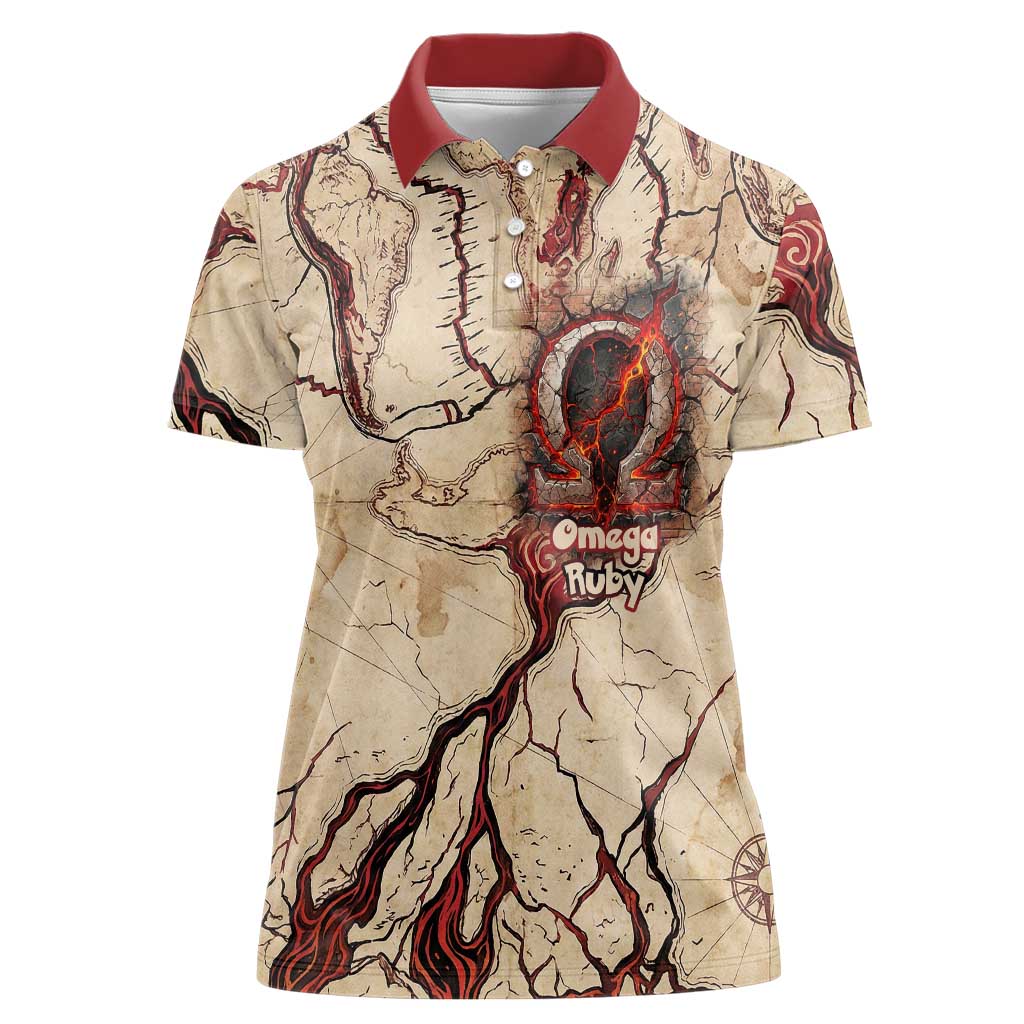 Groudon Omega Ruby Women Polo Shirt Ancient Volcano Map Art