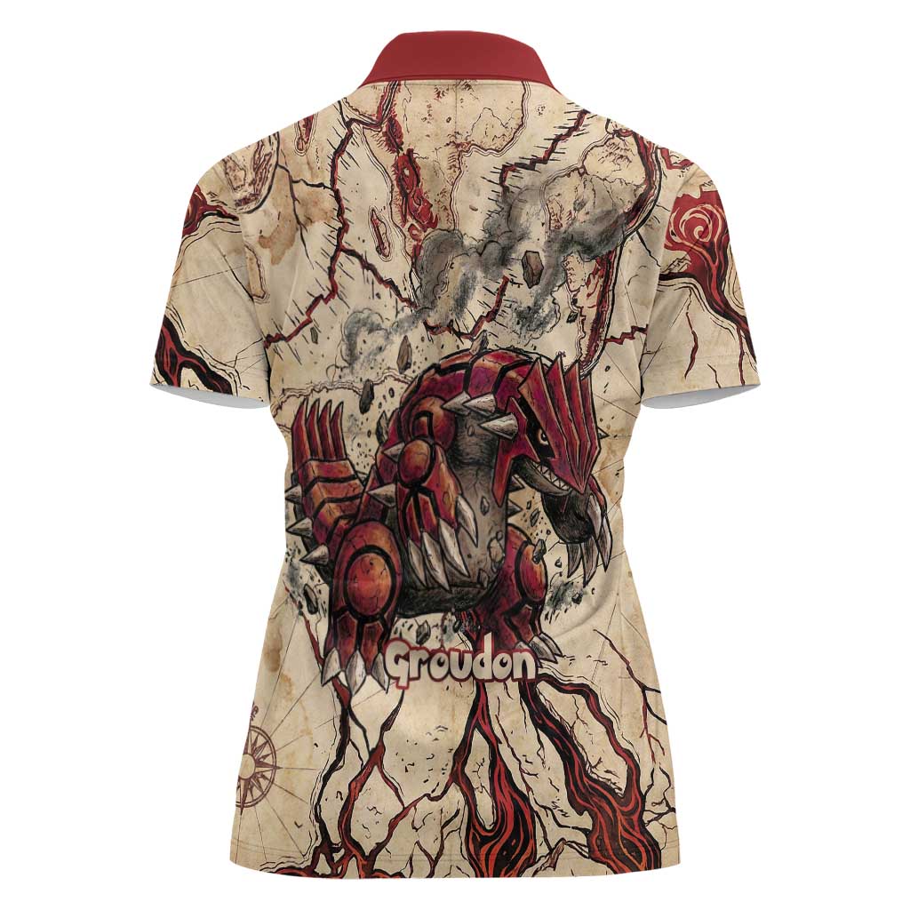 Groudon Omega Ruby Women Polo Shirt Ancient Volcano Map Art
