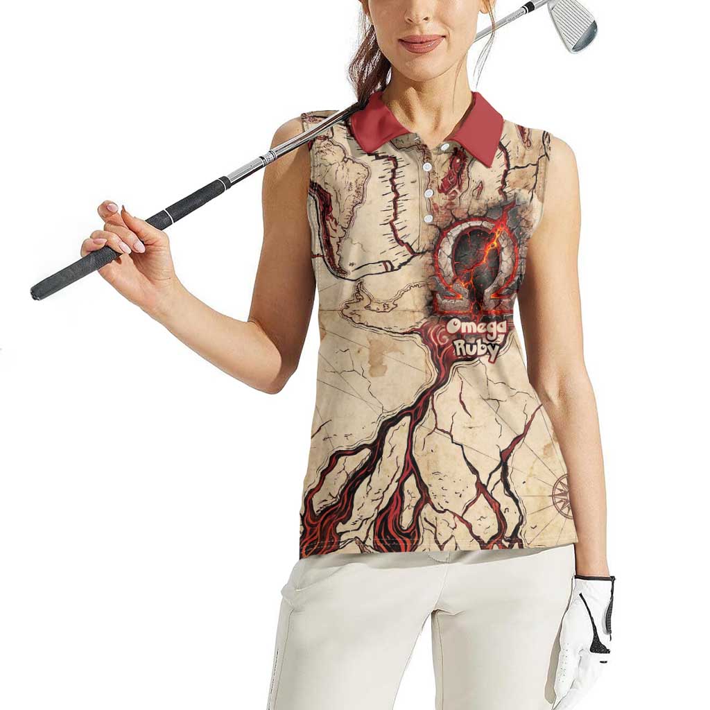 Groudon Omega Ruby Women Sleeveless Polo Shirt Ancient Volcano Map Art