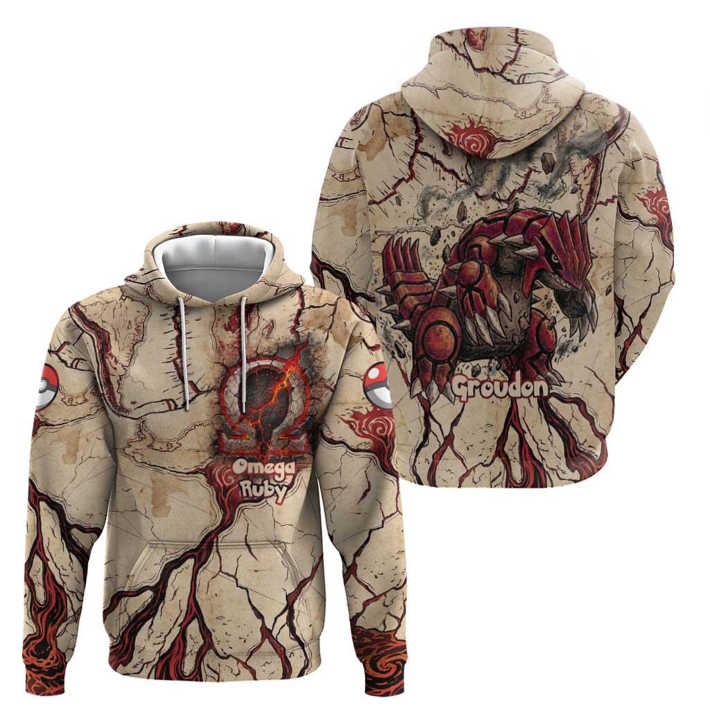 Groudon Omega Ruby Zip Hoodie Ancient Volcano Map Art