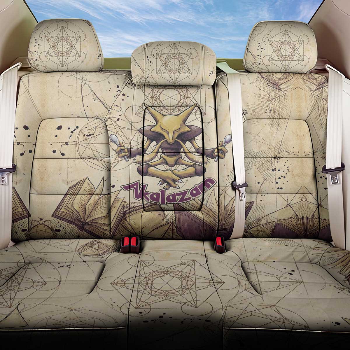 Alakazam Back Car Seat Cover Mystic Geometric Alchemy Art