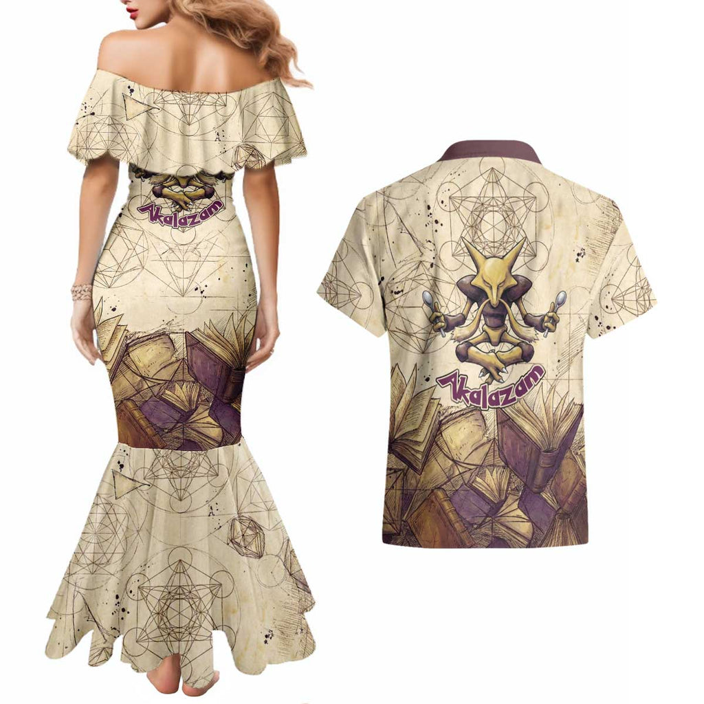 Alakazam Couples Matching Mermaid Dress and Hawaiian Shirt Mystic Geometric Alchemy Art