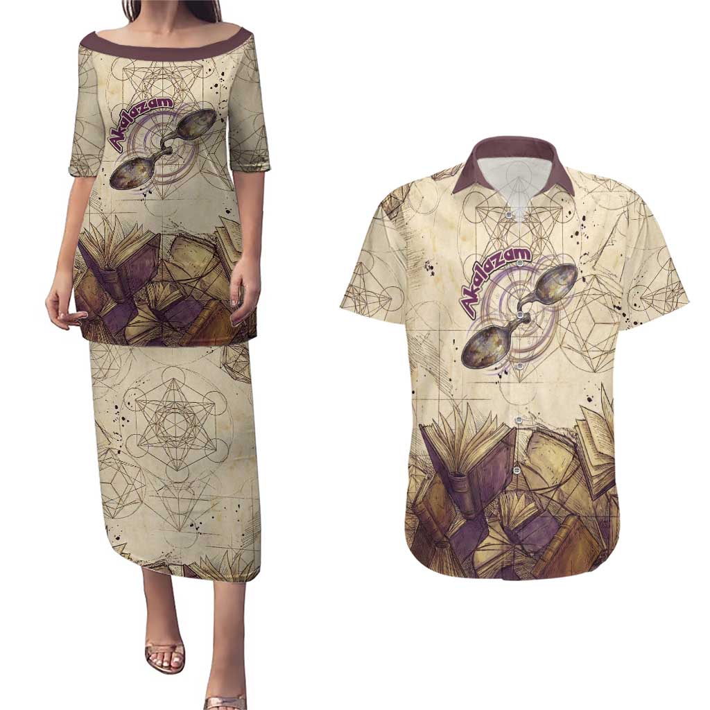 Alakazam Couples Matching Puletasi and Hawaiian Shirt Mystic Geometric Alchemy Art
