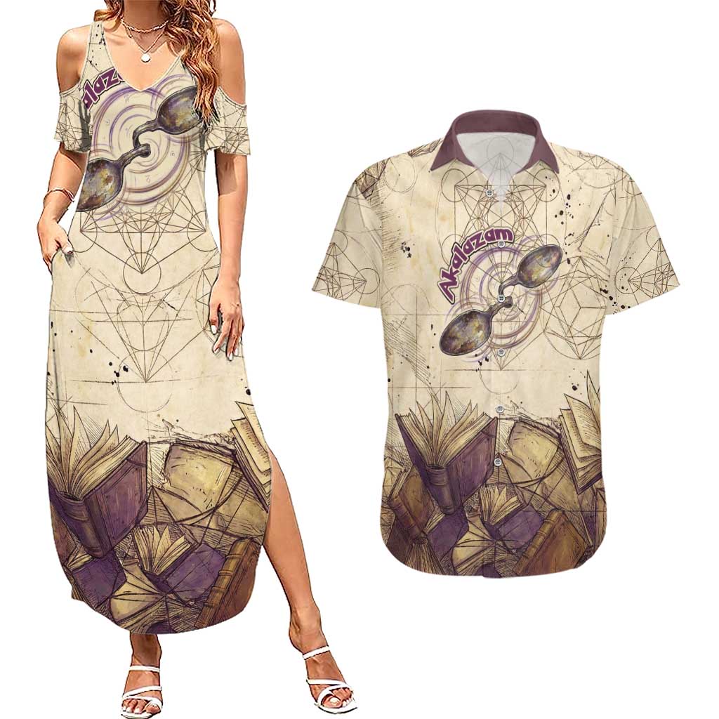 Alakazam Couples Matching Summer Maxi Dress and Hawaiian Shirt Mystic Geometric Alchemy Art