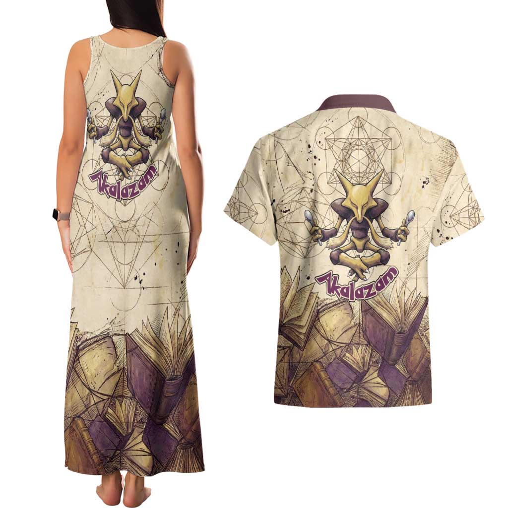 Alakazam Couples Matching Tank Maxi Dress and Hawaiian Shirt Mystic Geometric Alchemy Art