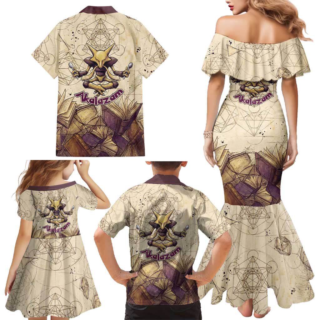 Alakazam Family Matching Mermaid Dress and Hawaiian Shirt Mystic Geometric Alchemy Art