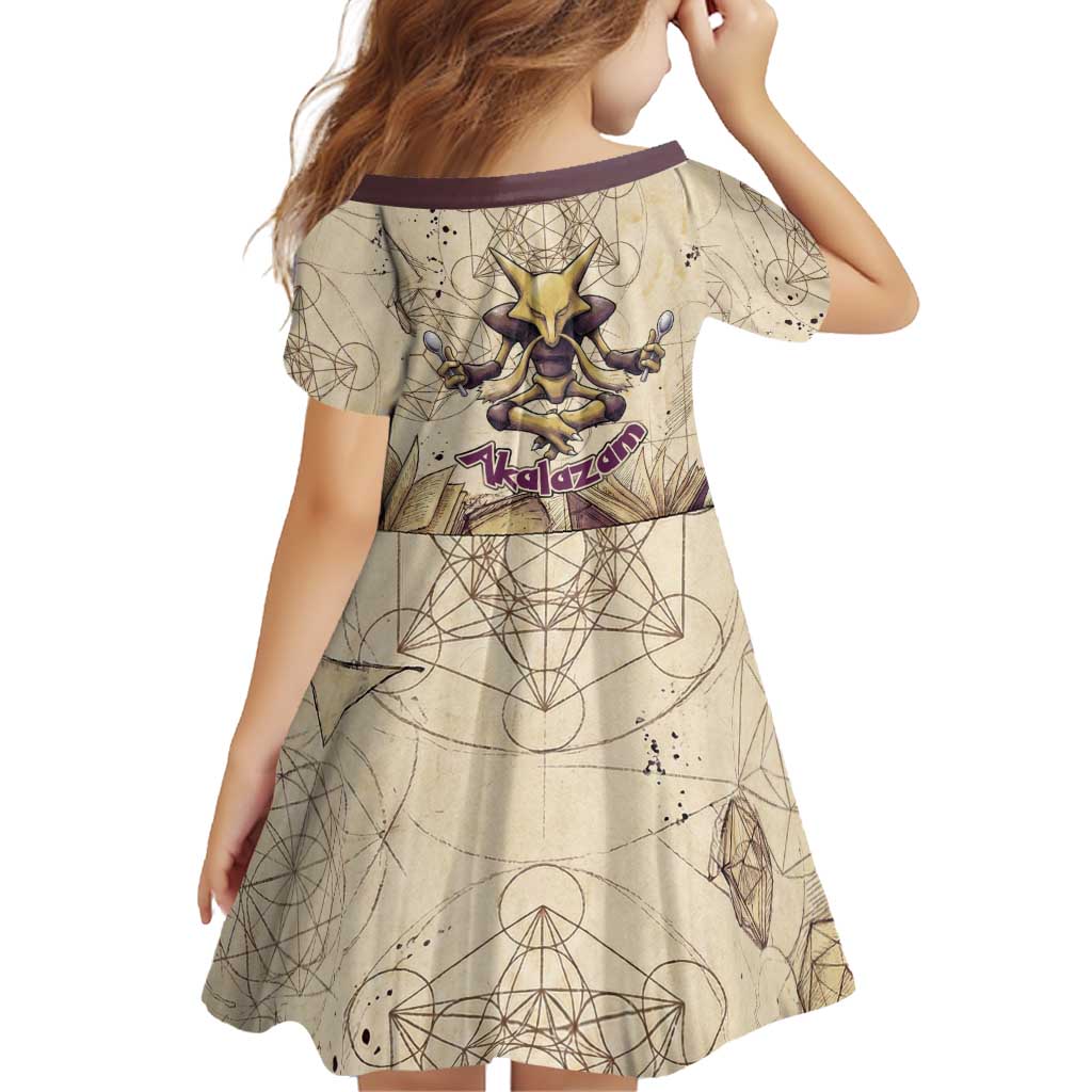 Alakazam Family Matching Off The Shoulder Long Sleeve Dress and Hawaiian Shirt Mystic Geometric Alchemy Art