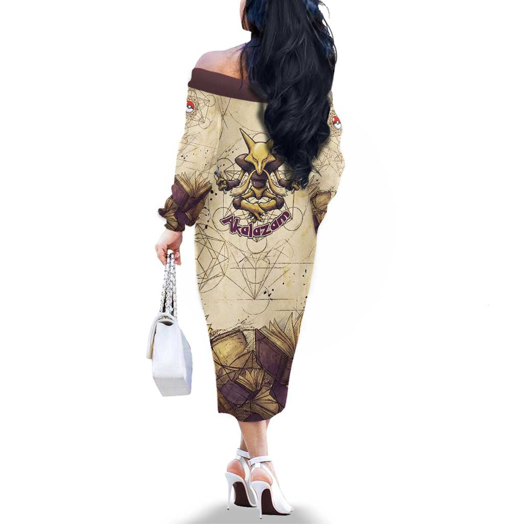 Alakazam Family Matching Off The Shoulder Long Sleeve Dress and Hawaiian Shirt Mystic Geometric Alchemy Art
