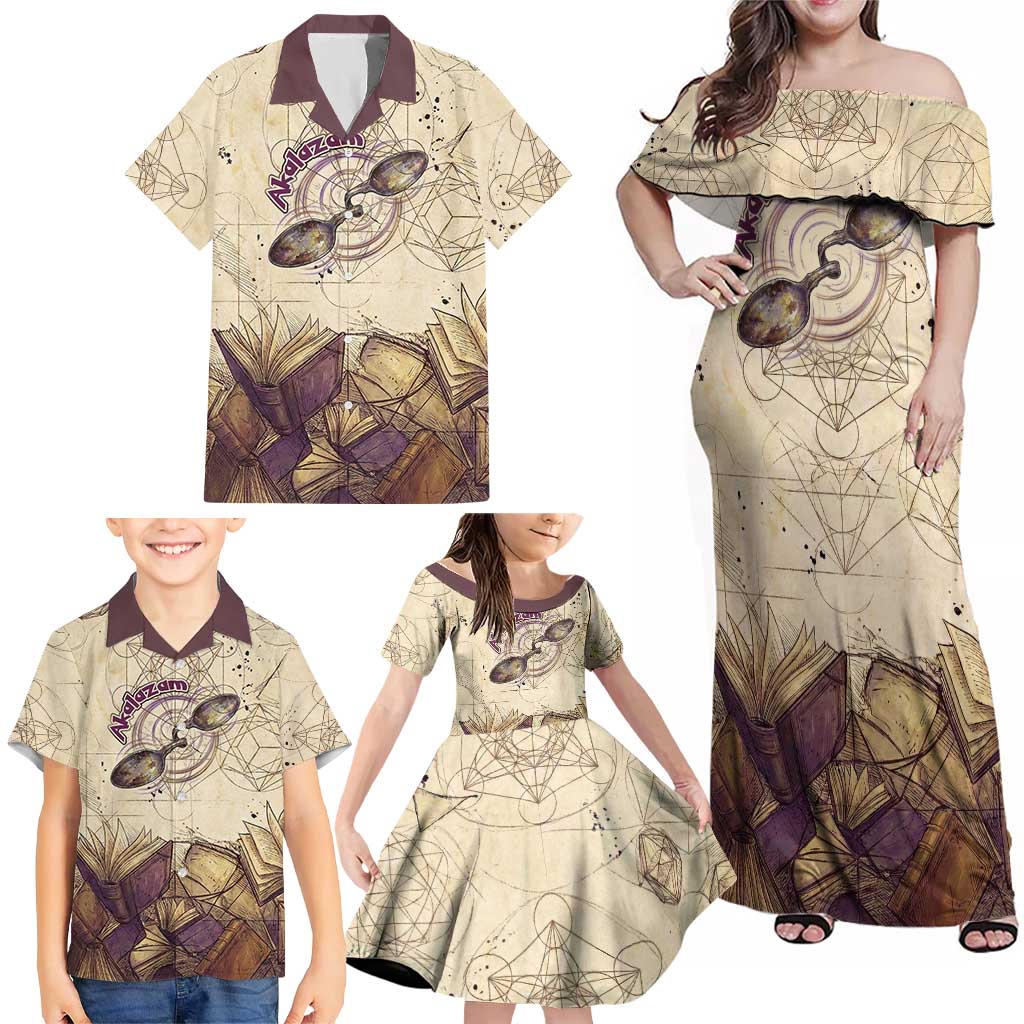 Alakazam Family Matching Off Shoulder Maxi Dress and Hawaiian Shirt Mystic Geometric Alchemy Art