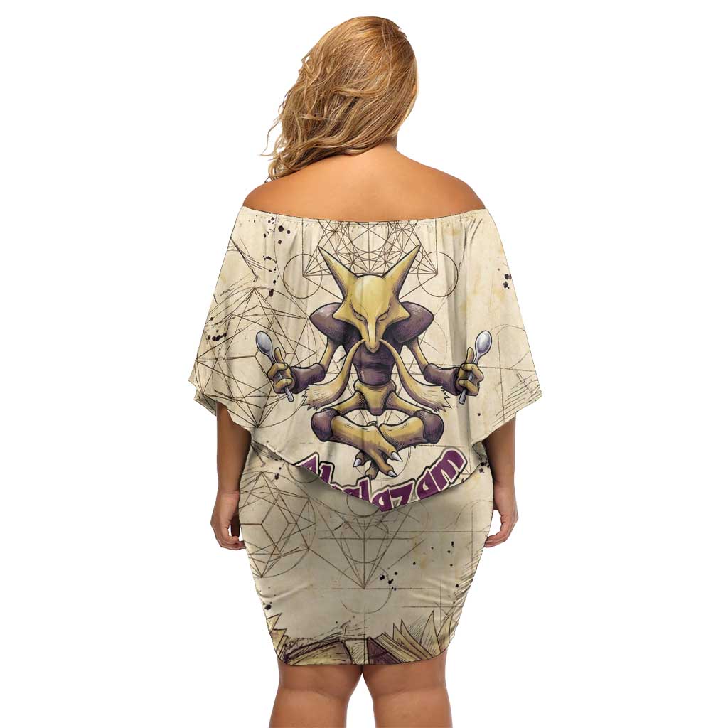 Alakazam Family Matching Off Shoulder Short Dress and Hawaiian Shirt Mystic Geometric Alchemy Art