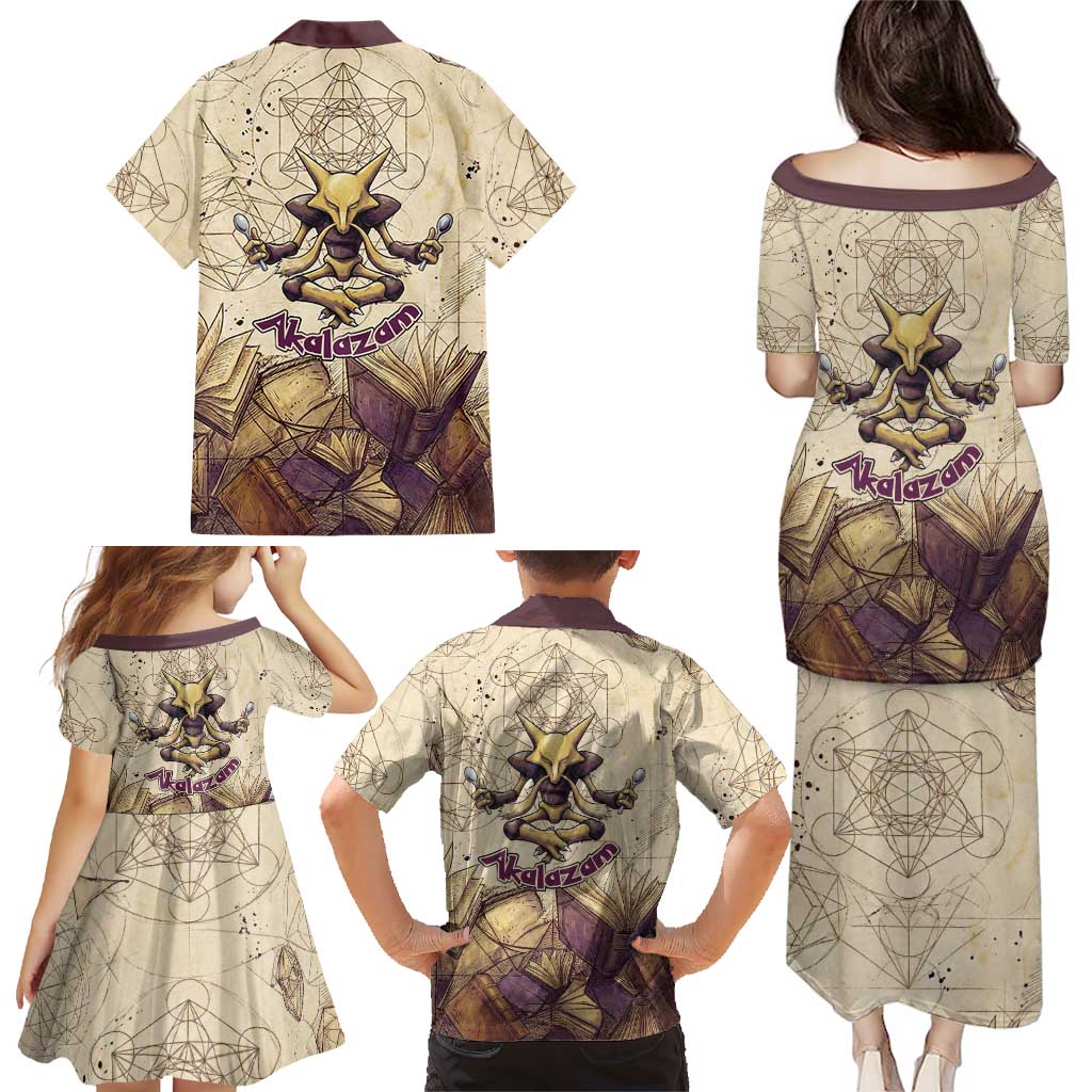 Alakazam Family Matching Puletasi and Hawaiian Shirt Mystic Geometric Alchemy Art
