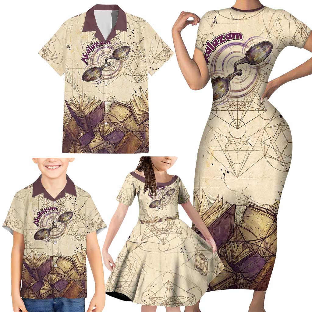 Alakazam Family Matching Short Sleeve Bodycon Dress and Hawaiian Shirt Mystic Geometric Alchemy Art