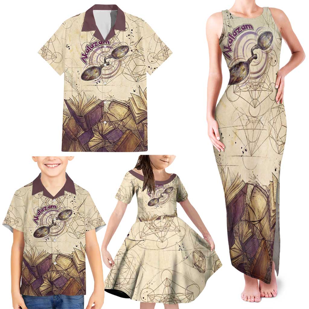 Alakazam Family Matching Tank Maxi Dress and Hawaiian Shirt Mystic Geometric Alchemy Art