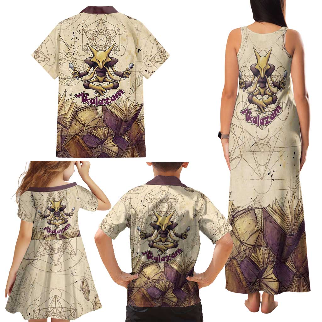 Alakazam Family Matching Tank Maxi Dress and Hawaiian Shirt Mystic Geometric Alchemy Art