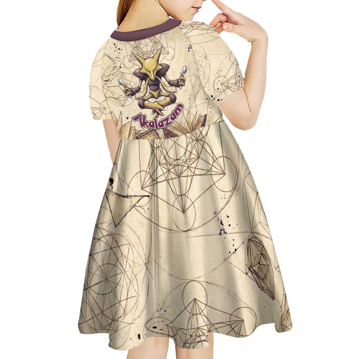 Alakazam Kid Short Sleeve Dress Mystic Geometric Alchemy Art