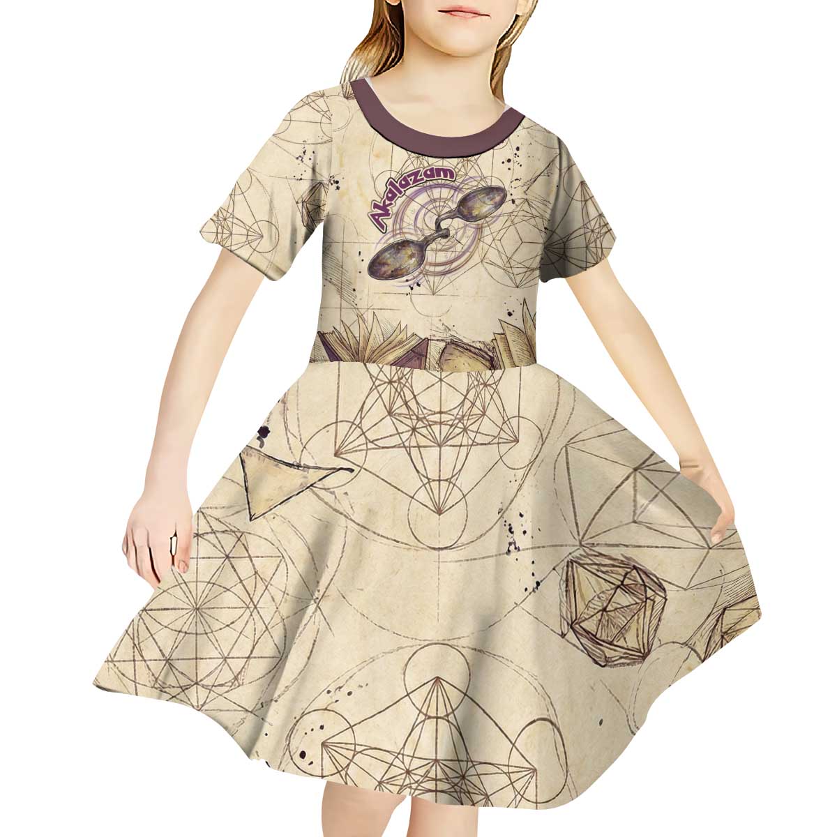Alakazam Kid Short Sleeve Dress Mystic Geometric Alchemy Art