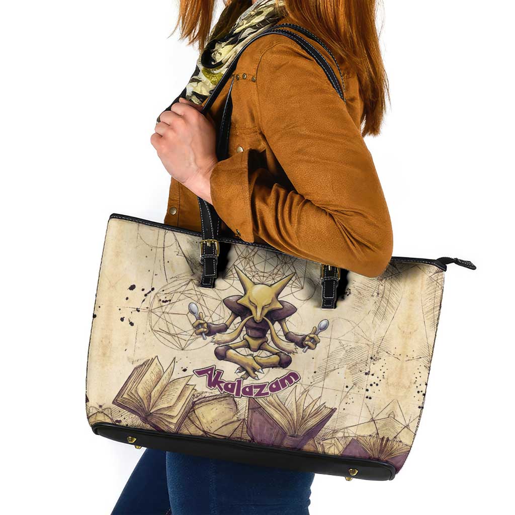 Alakazam Leather Tote Bag Mystic Geometric Alchemy Art