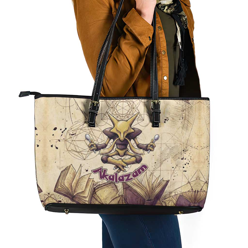 Alakazam Leather Tote Bag Mystic Geometric Alchemy Art
