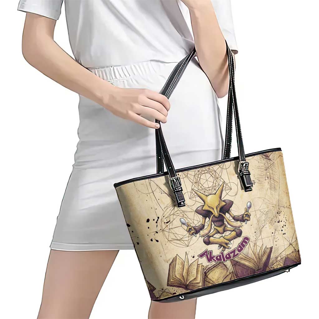 Alakazam Leather Tote Bag Mystic Geometric Alchemy Art