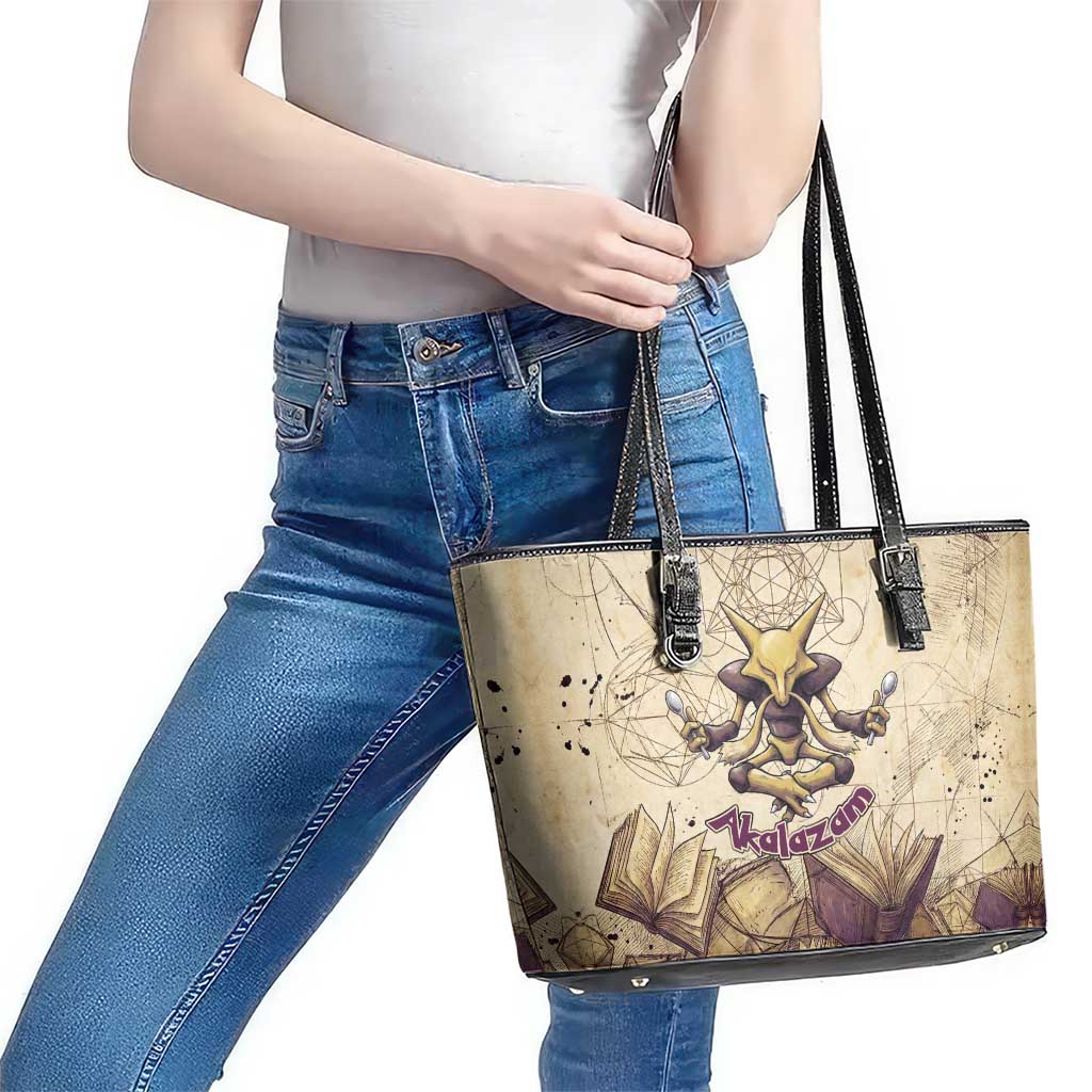 Alakazam Leather Tote Bag Mystic Geometric Alchemy Art