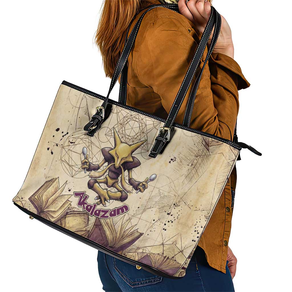 Alakazam Leather Tote Bag Mystic Geometric Alchemy Art