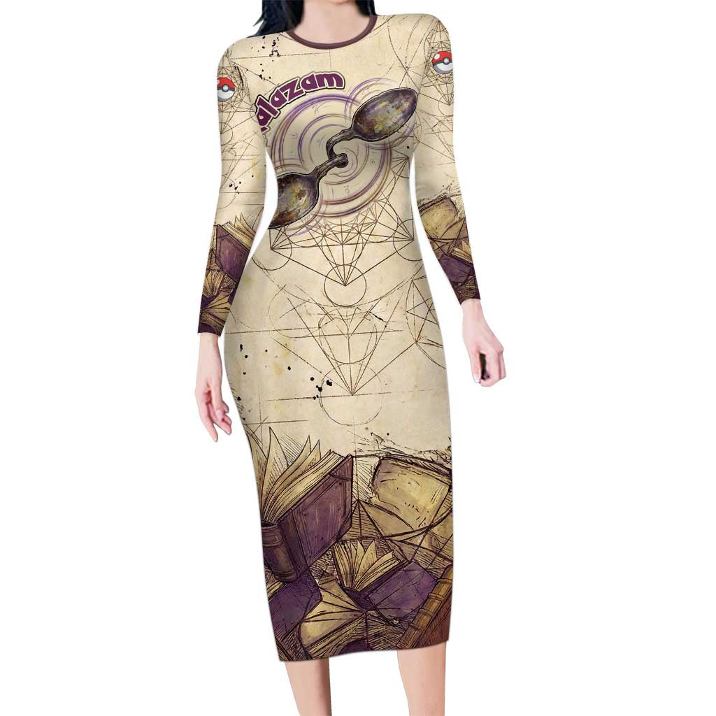 Alakazam Long Sleeve Bodycon Dress Mystic Geometric Alchemy Art