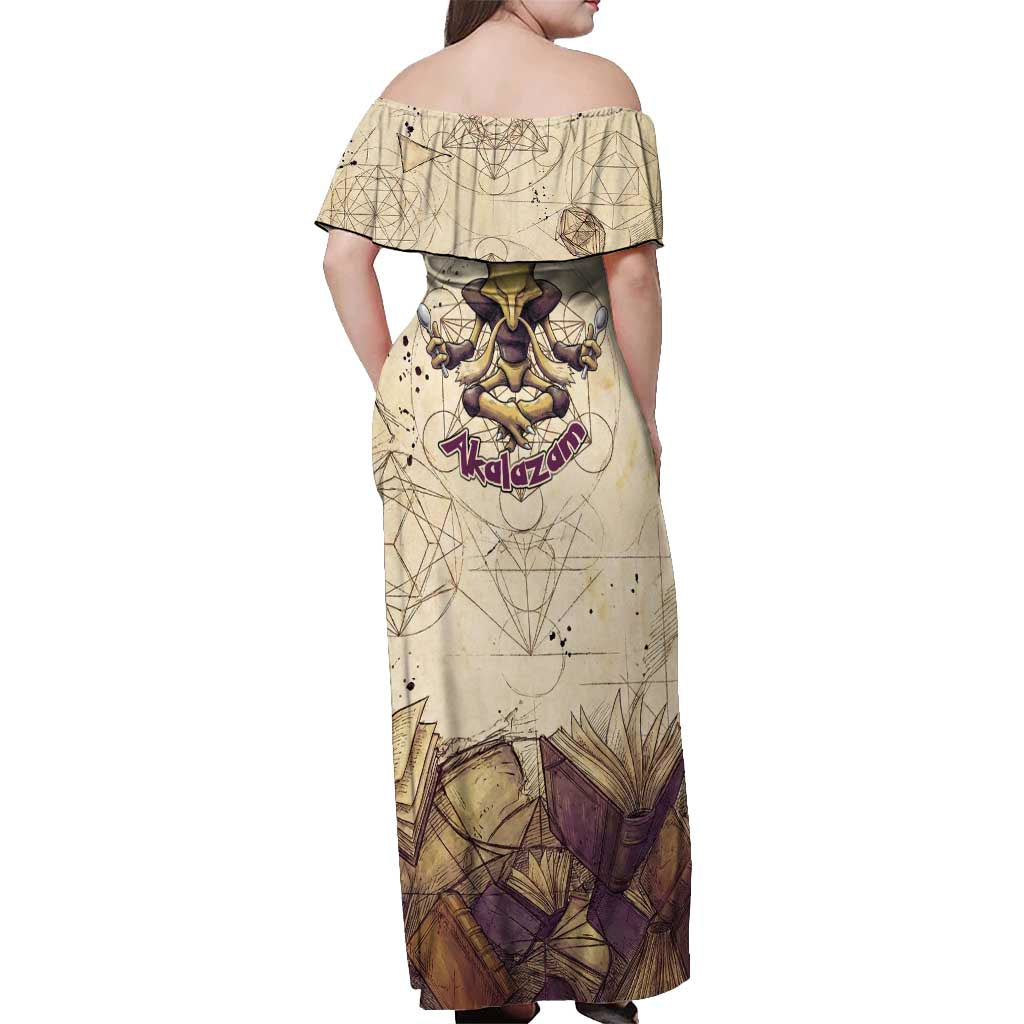 Alakazam Off Shoulder Maxi Dress Mystic Geometric Alchemy Art
