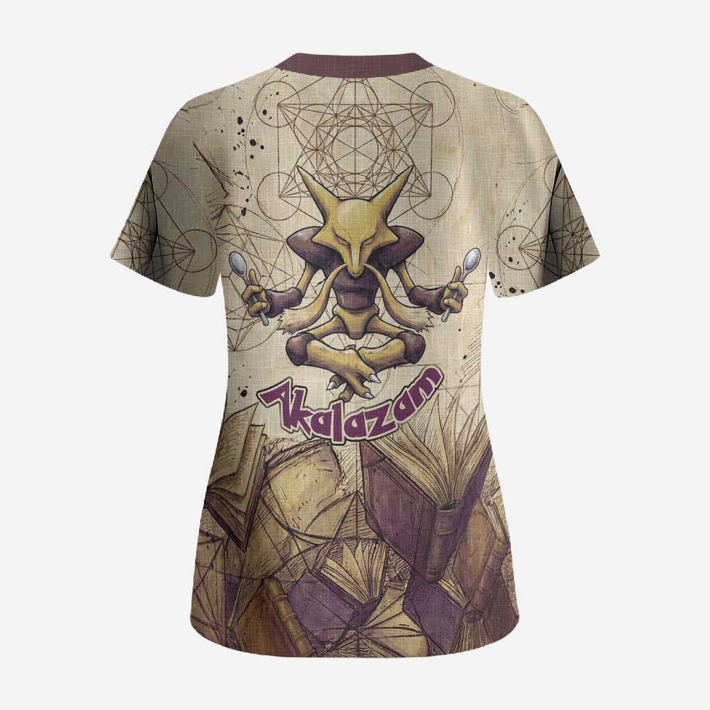Alakazam Scrub Top Mystic Geometric Alchemy Art