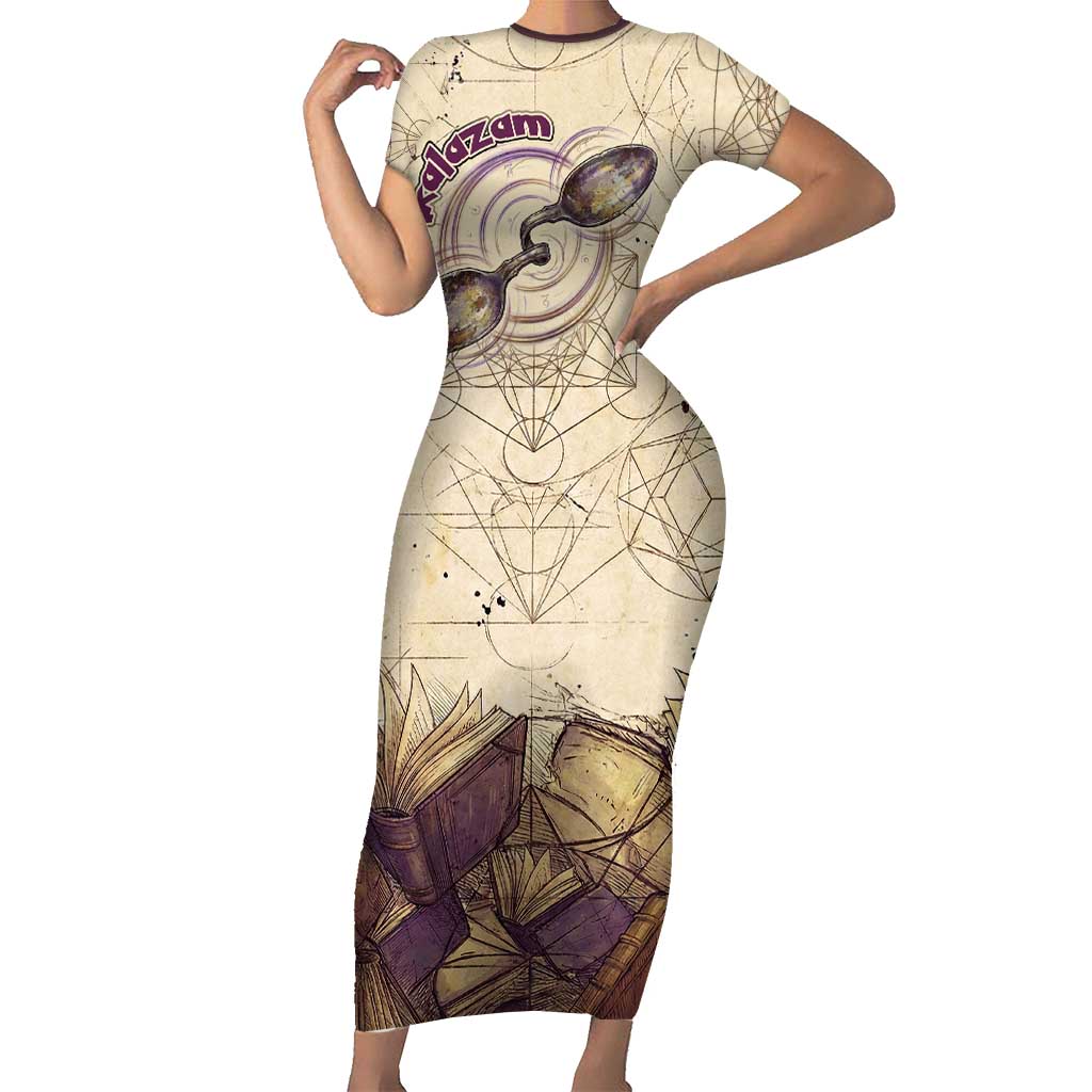 Alakazam Short Sleeve Bodycon Dress Mystic Geometric Alchemy Art