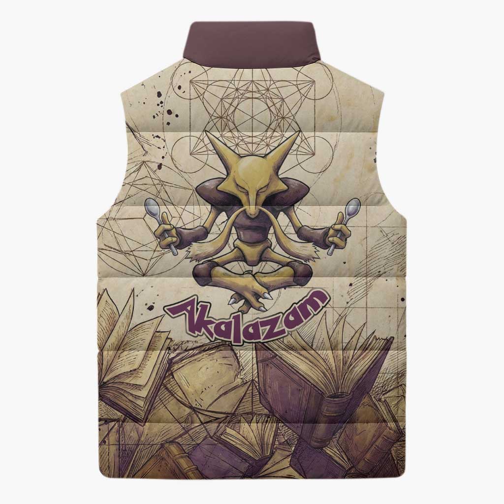 Alakazam Sleeveless Puffer Jacket Mystic Geometric Alchemy Art