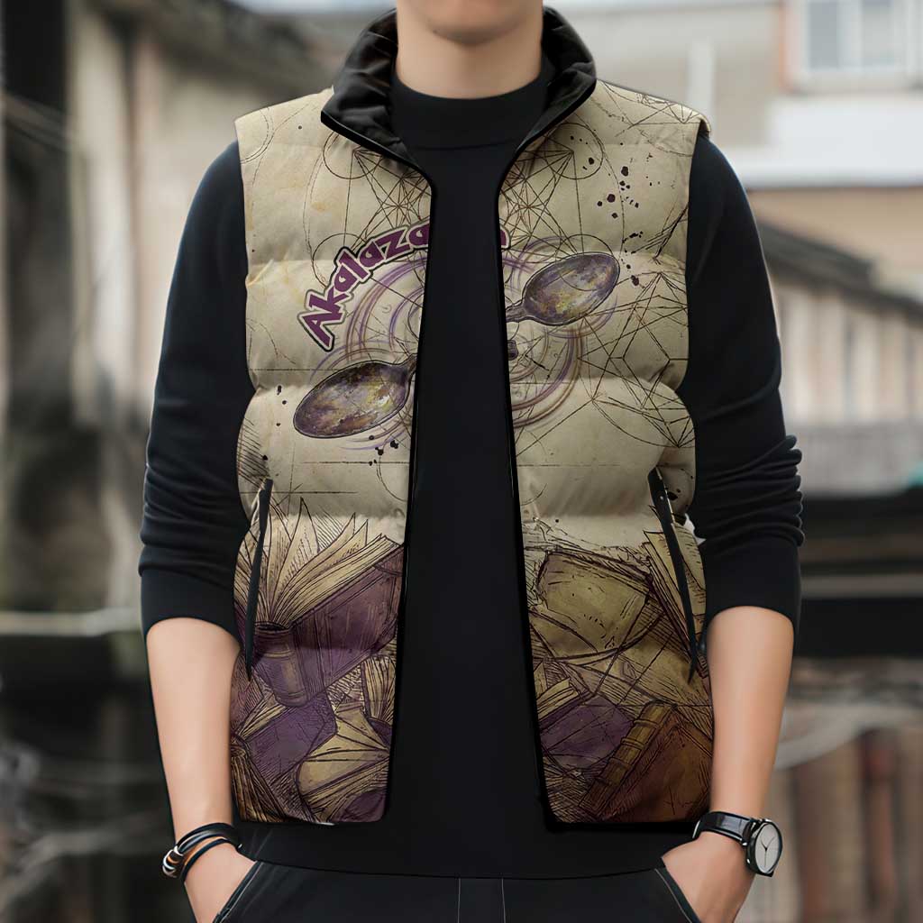 Alakazam Sleeveless Puffer Jacket Mystic Geometric Alchemy Art