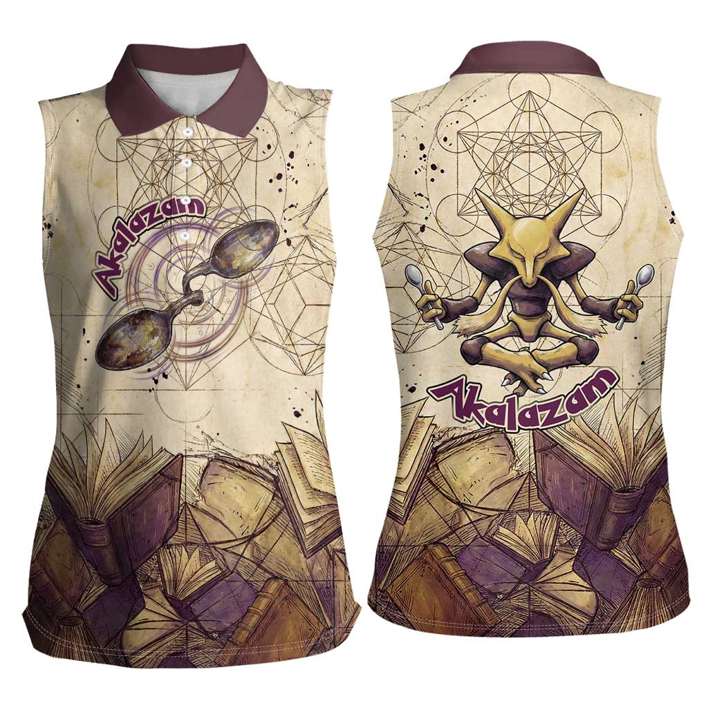 Alakazam Women Sleeveless Polo Shirt Mystic Geometric Alchemy Art