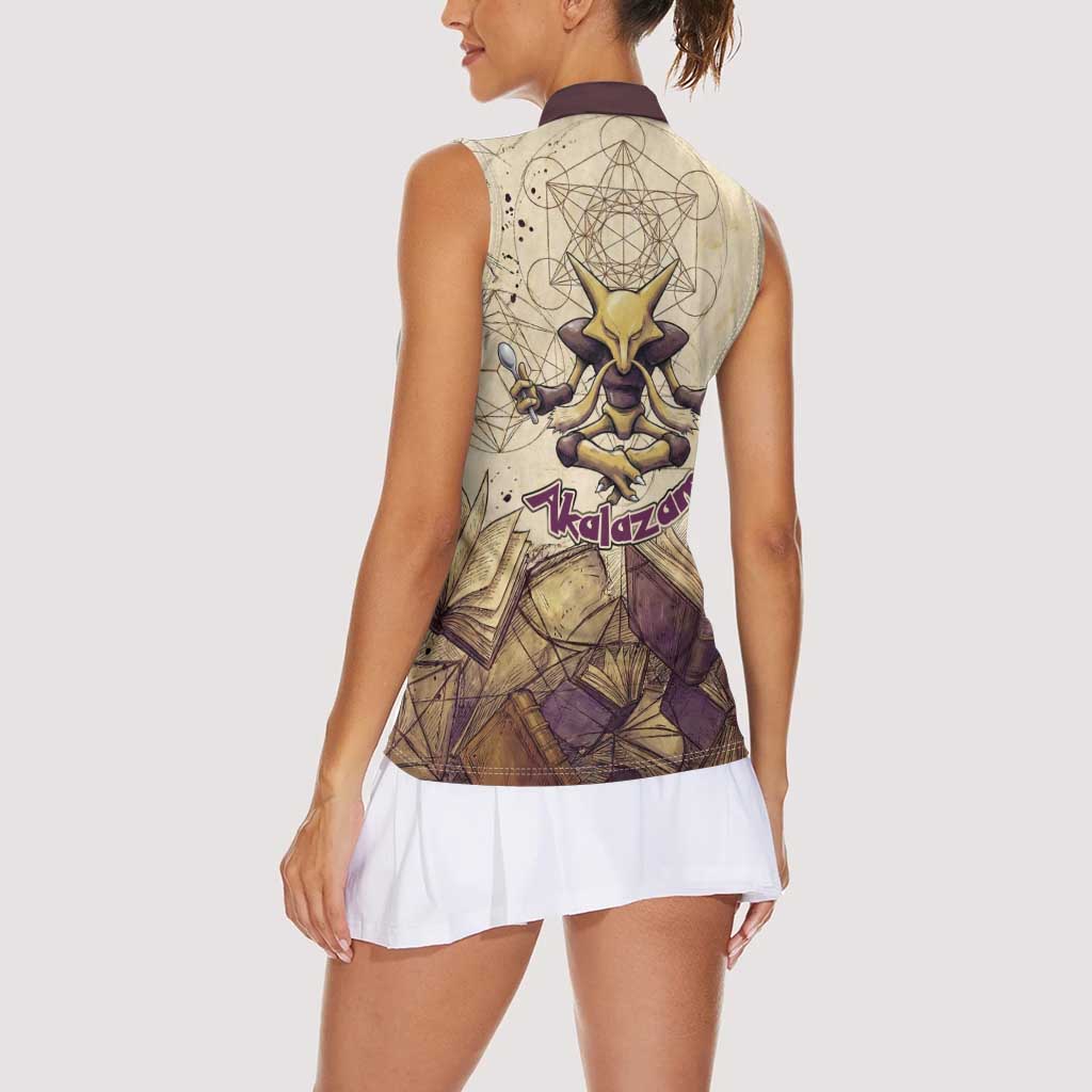Alakazam Women Sleeveless Polo Shirt Mystic Geometric Alchemy Art