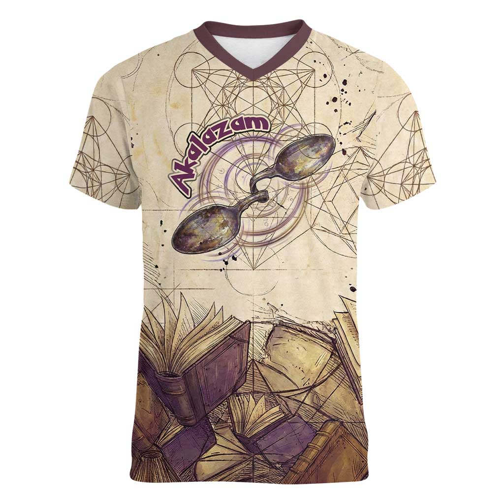 Alakazam Women V-Neck T-Shirt Mystic Geometric Alchemy Art