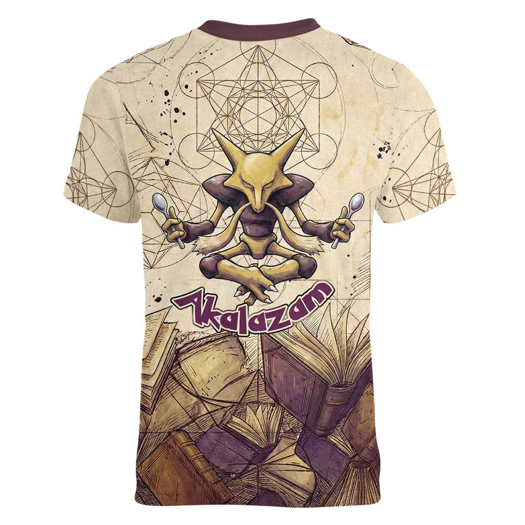 Alakazam Women V-Neck T-Shirt Mystic Geometric Alchemy Art