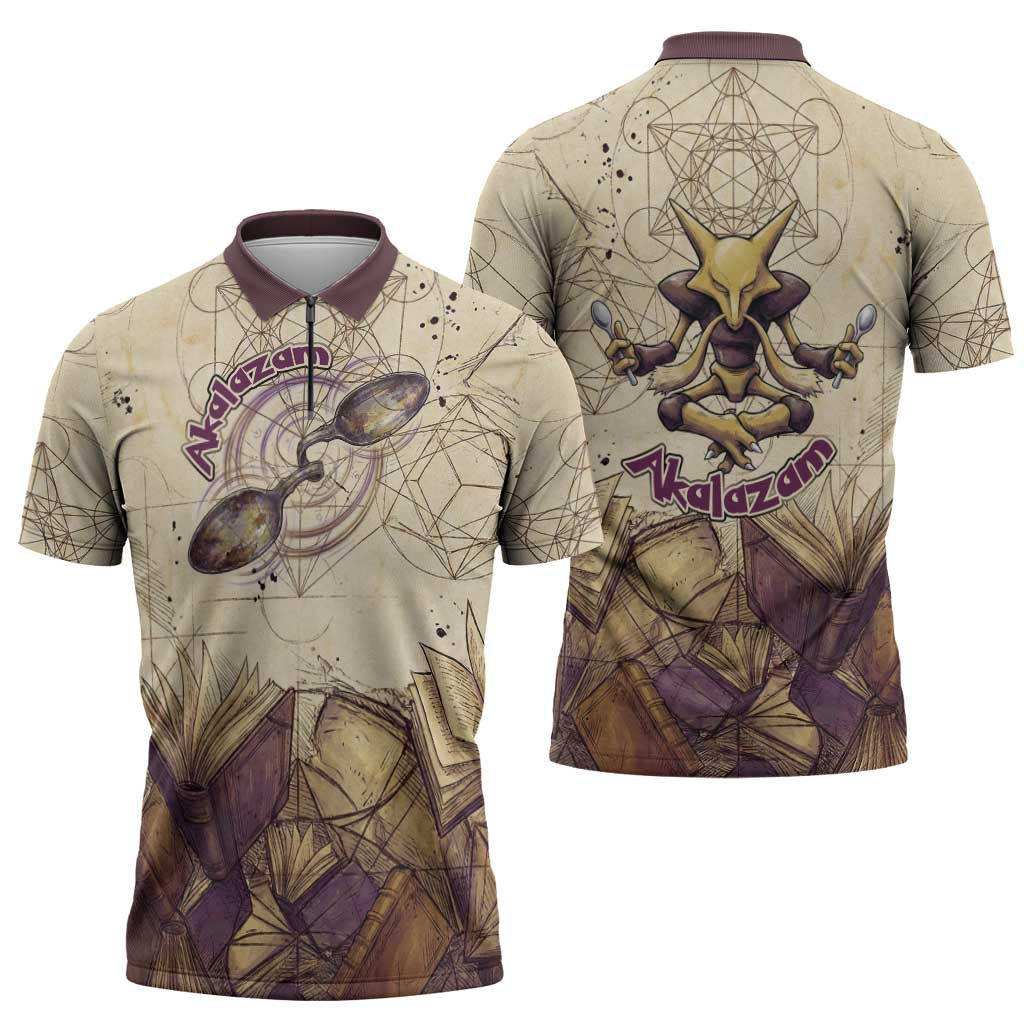 Alakazam Zipper Polo Shirt Mystic Geometric Alchemy Art