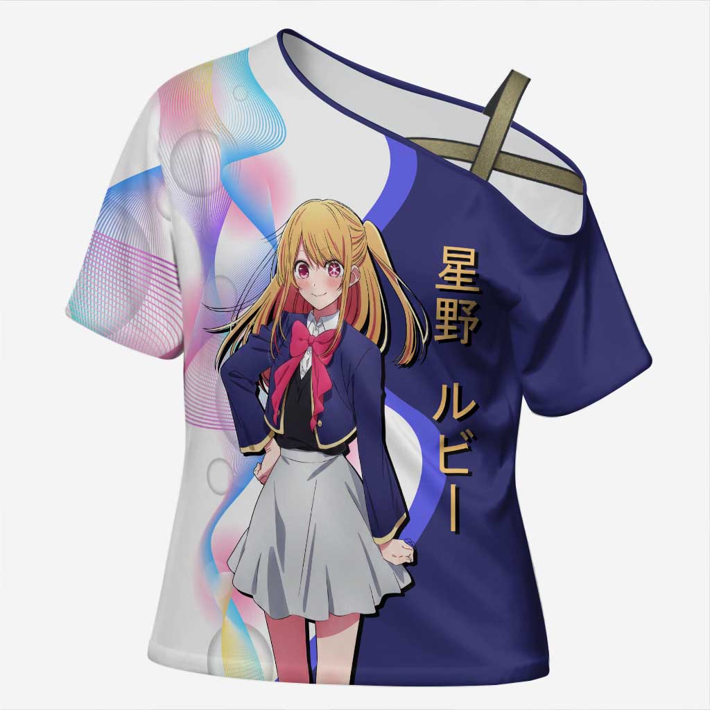 Ruby Hoshino Idol Cross Shoulder Shirt Vibrant Idol Anime Style
