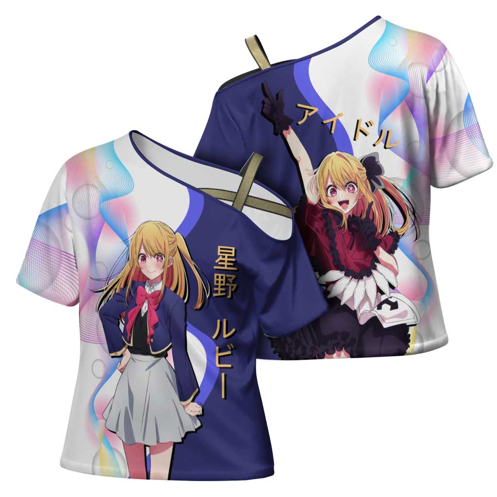 Ruby Hoshino Idol Cross Shoulder Shirt Vibrant Idol Anime Style