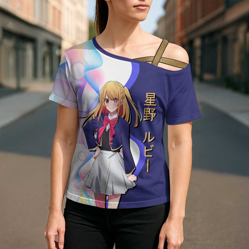 Ruby Hoshino Idol Cross Shoulder Shirt Vibrant Idol Anime Style