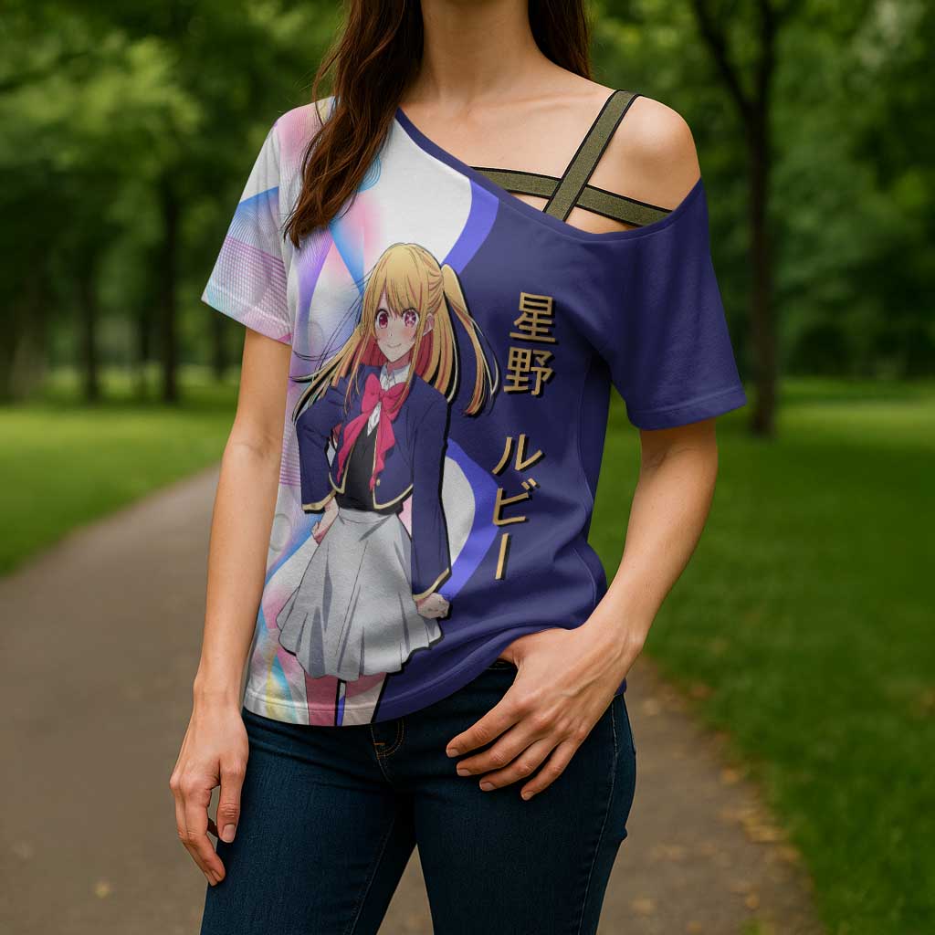 Ruby Hoshino Idol Cross Shoulder Shirt Vibrant Idol Anime Style