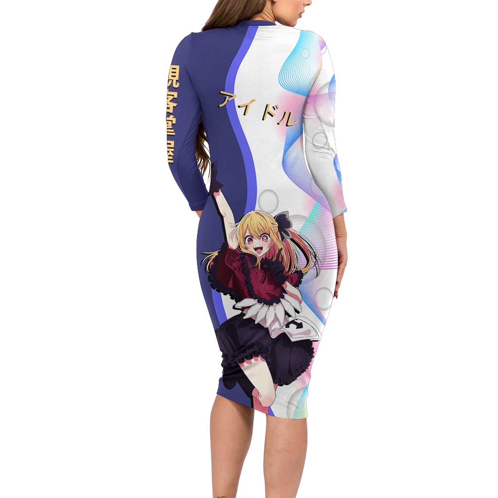 Ruby Hoshino Idol Family Matching Long Sleeve Bodycon Dress and Hawaiian Shirt Vibrant Idol Anime Style
