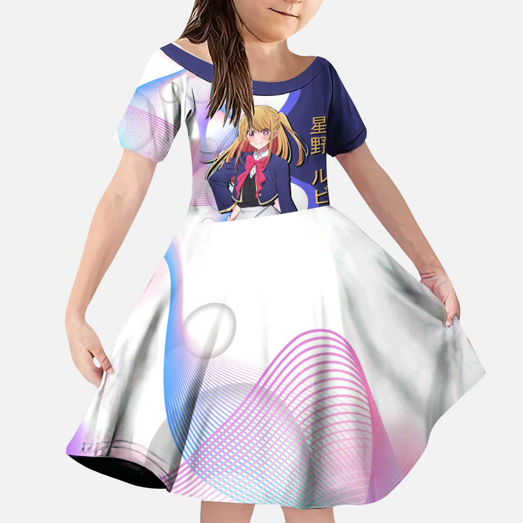 Ruby Hoshino Idol Kid Short Sleeve Dress Vibrant Idol Anime Style