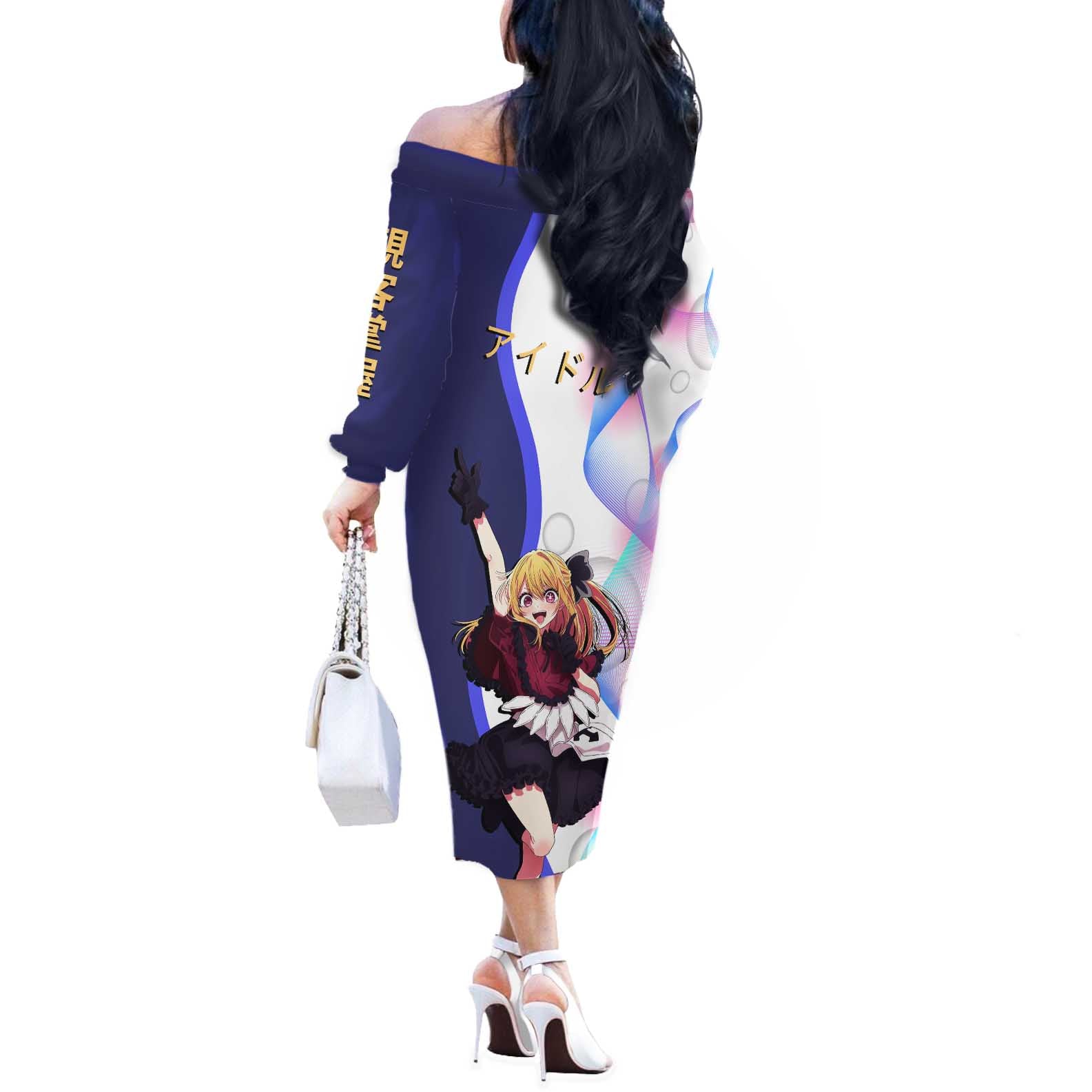 Ruby Hoshino Idol Off The Shoulder Long Sleeve Dress Vibrant Idol Anime Style