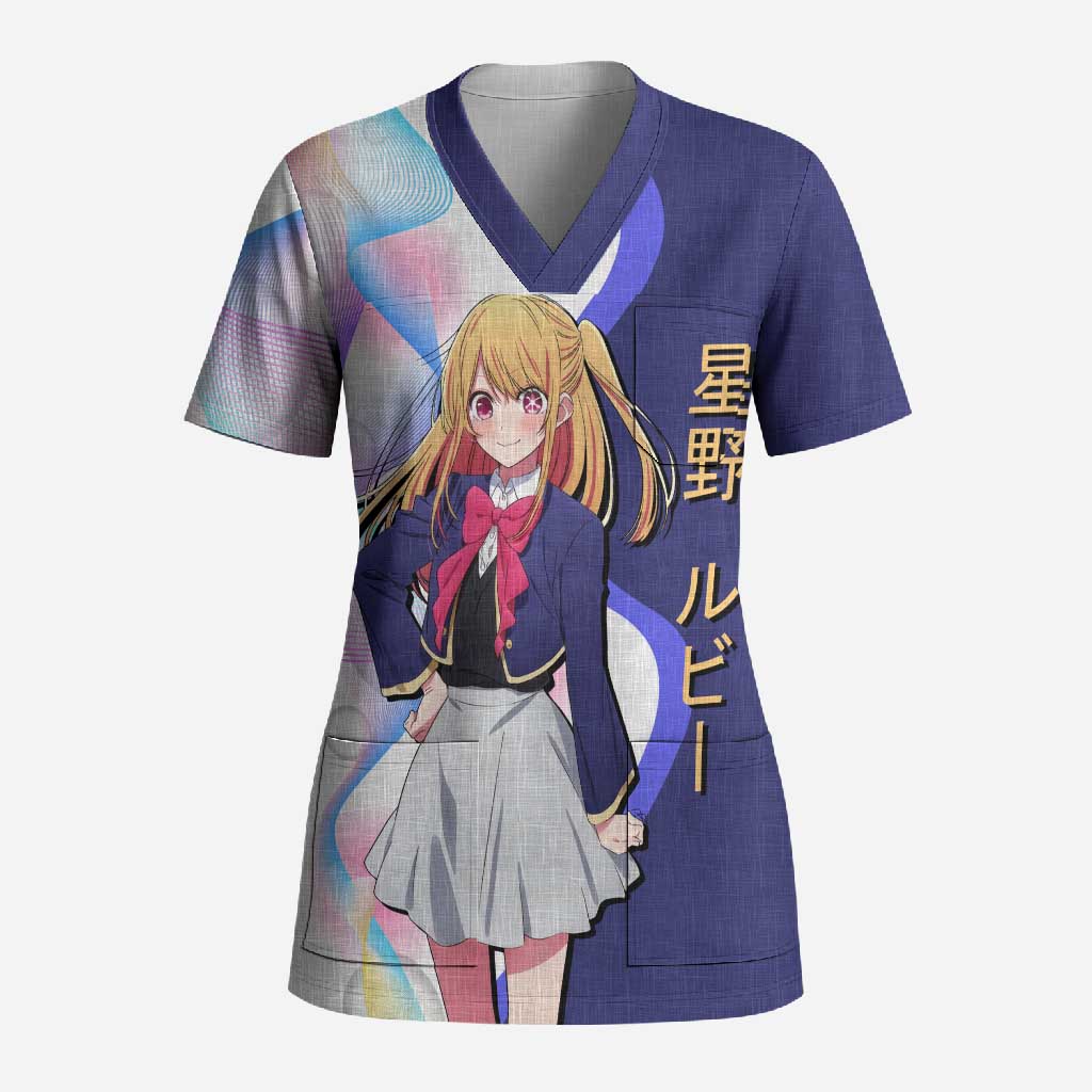 Ruby Hoshino Idol Scrub Top Vibrant Idol Anime Style