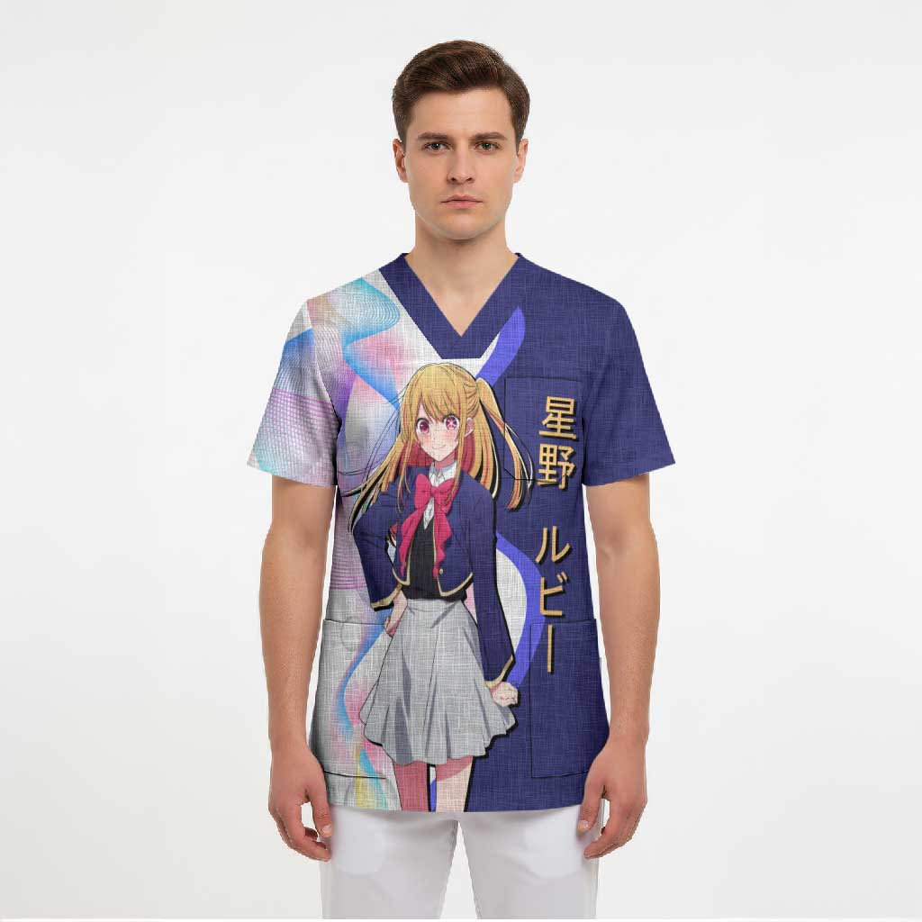Ruby Hoshino Idol Scrub Top Vibrant Idol Anime Style