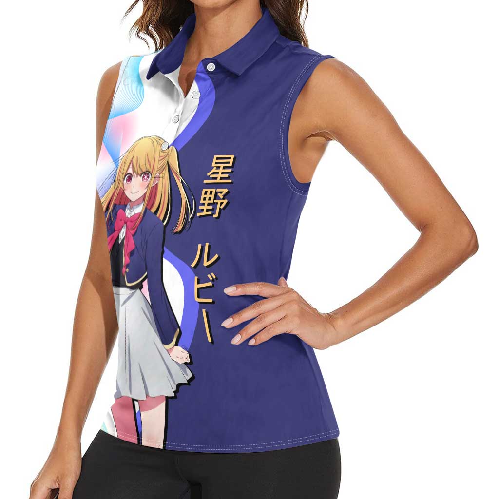 Ruby Hoshino Idol Women Sleeveless Polo Shirt Vibrant Idol Anime Style