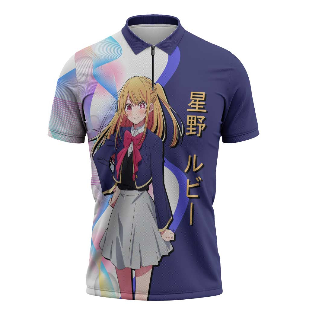 Ruby Hoshino Idol Zipper Polo Shirt Vibrant Idol Anime Style
