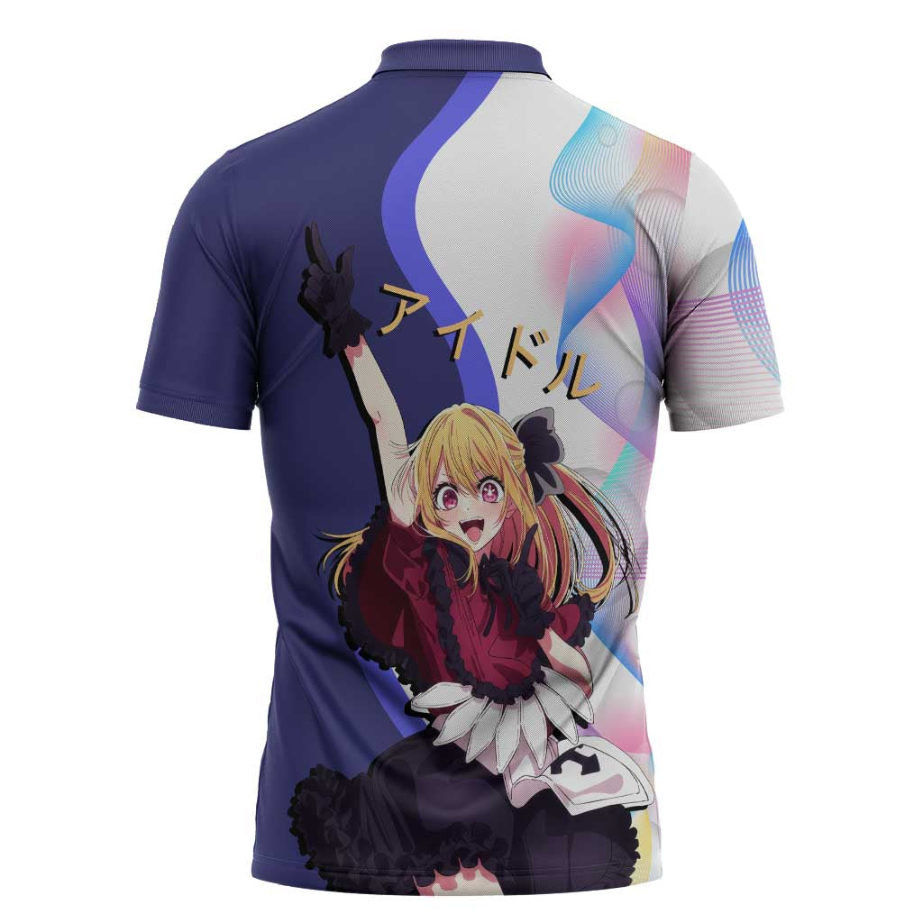 Ruby Hoshino Idol Zipper Polo Shirt Vibrant Idol Anime Style