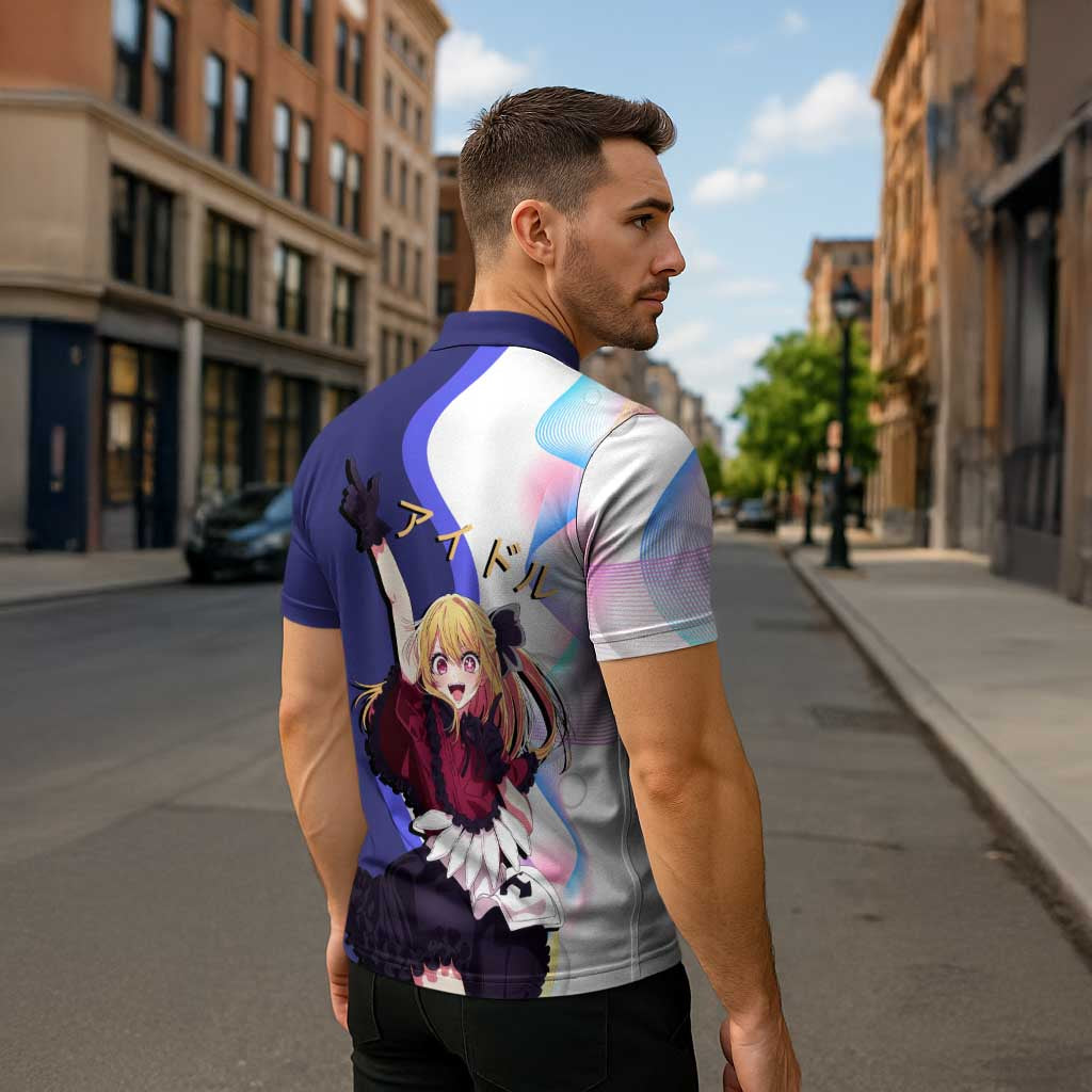 Ruby Hoshino Idol Zipper Polo Shirt Vibrant Idol Anime Style
